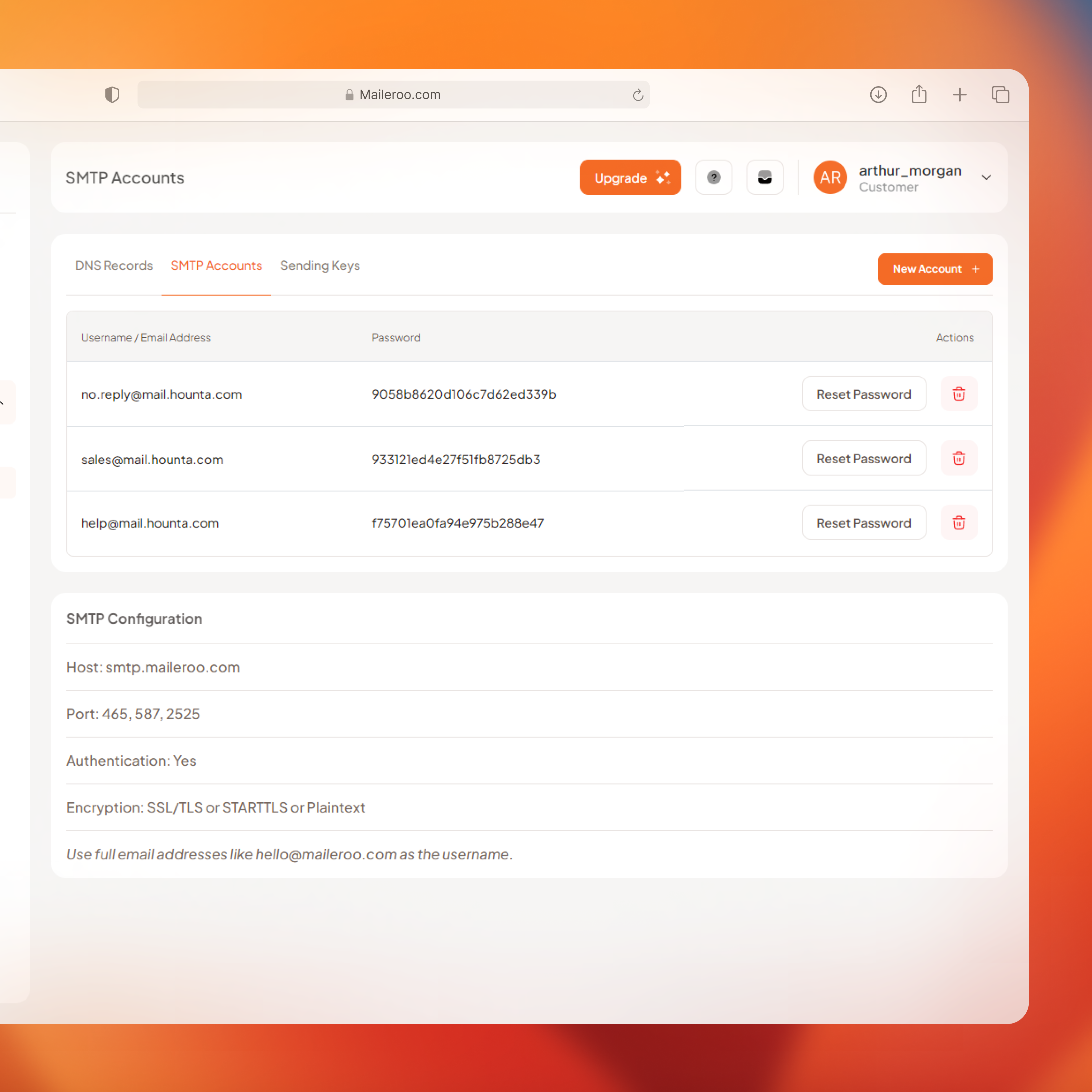 Secure API & SMTP Accounts